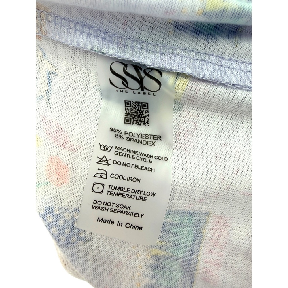 SSYS The Label Womens Travel Print Pajama Set Lavender Pink Short Sleeve Large - Picture 6 of 7